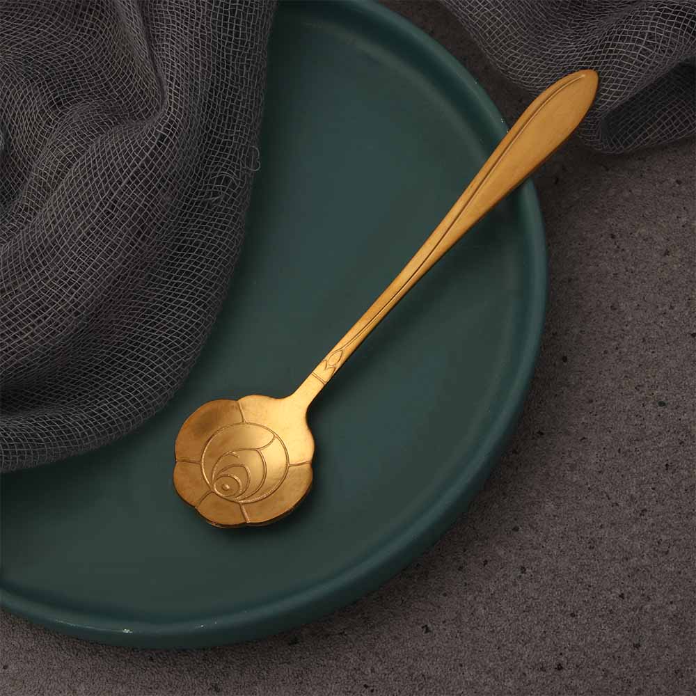 Pattern Bar tools Stainless Steel Tableware for Sugar Ice Cream Coffee Dessert Teaspoon Cutlery Set Flower Spoon Set Soup Spoon