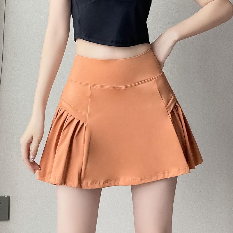 Dámská letní 2025 tenisová a jógová sukně z ledového hedvábí s ochranou proti slunci - Středně dlouhá pro sporty jako badminton a fitness