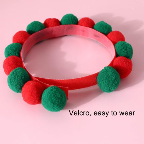 Pet Collar Plush Balls Decorative Fastener Tape Christmas Cats Dogs Pompom Collars for Birthday