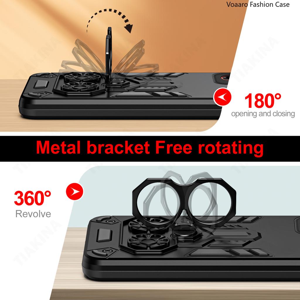 Dual Finger Ring Armor Cover for Motorola Moto G04 G24 E14 Case for Motorola Moto G04S 2024 Rotate Metal Bracket Kickstand Case
