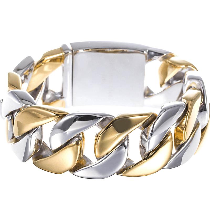 

Массивная цепочка с панцирными звеньями шириной 25 мм, мужские браслеты и браслеты из нержавеющей стали 316L, ремешок на руку, мужские браслеты на руку 21.5CM золотой/серебряный
