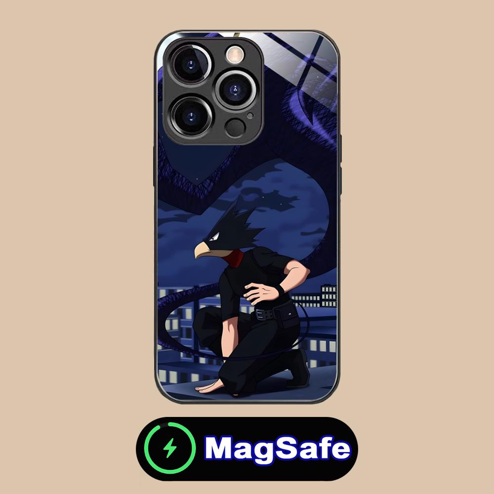 MHA Tokoyami Mobile Phone Case for iPhone 17 16 15 14 13 12 11 Air Pro Max Plus Mini MagSafe Glass Colorful Cover Luxury Cover