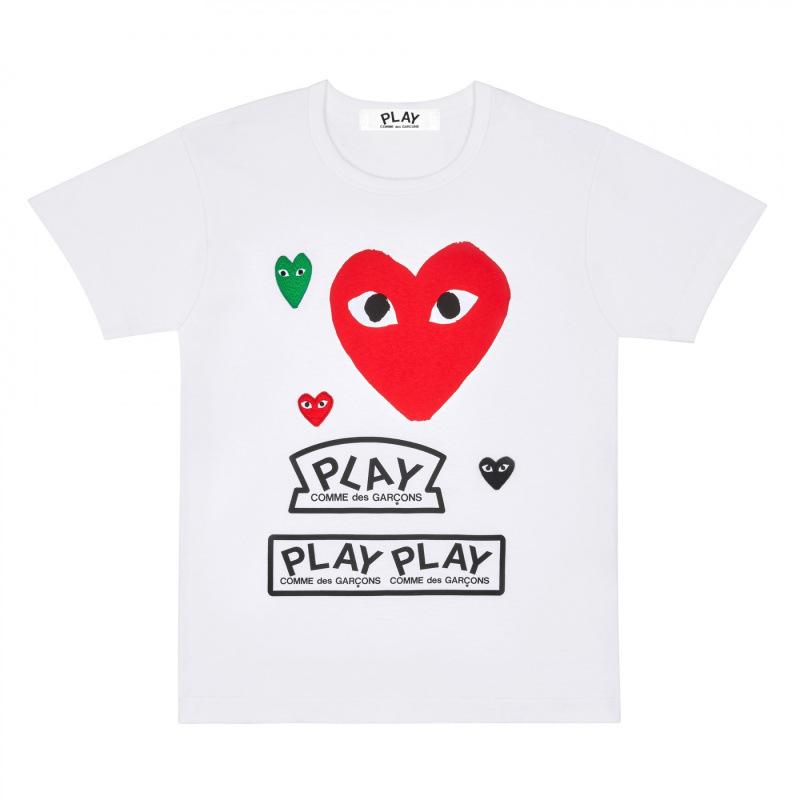Popolare nuova versione giapponese di T-shirt per coppie Kawaku amore uomini e donne con la stessa stampa a maniche corte CDG gioca Baoling