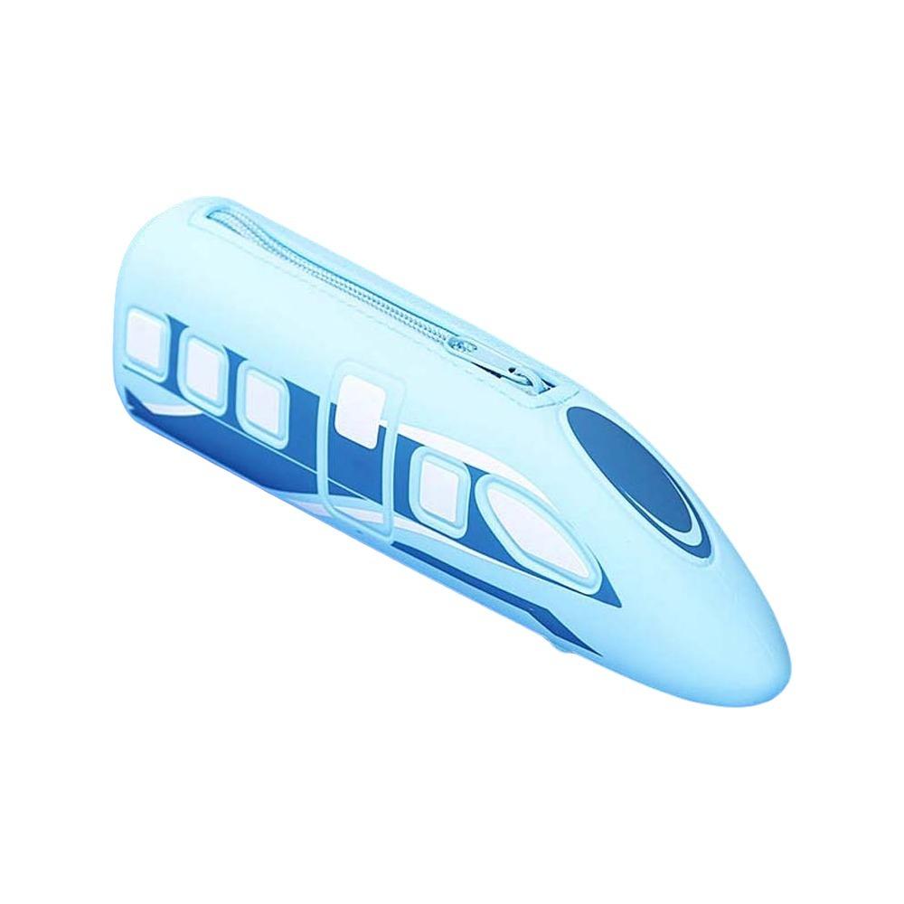 

Large Capacity Storage Pencil Pouch Drop-proof Silicone Pen Organizer High-speed Rail Pen Bag Boys синій