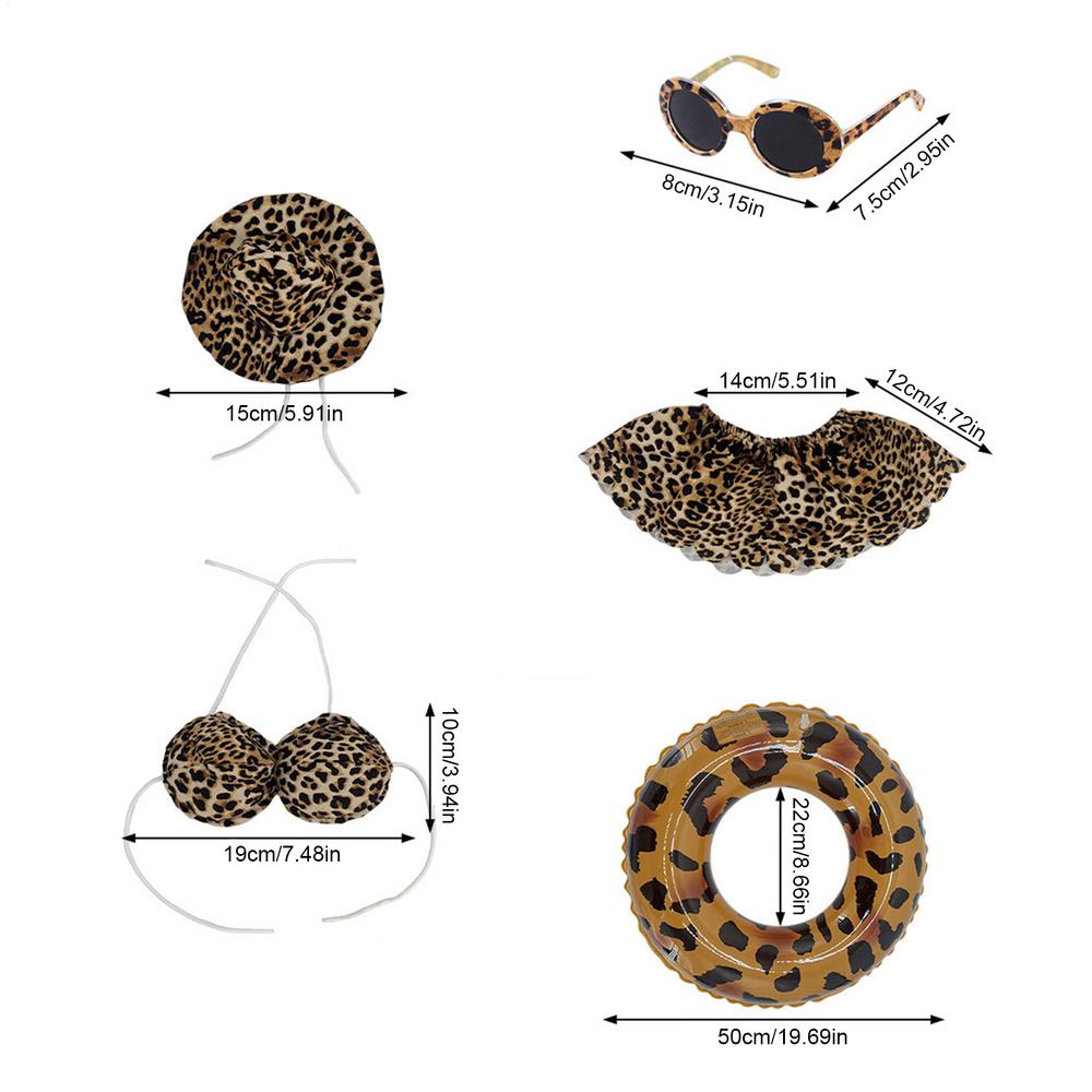Porch Goose Outfits Bikini With Hat And Sunglasses Leopard Decoration Summer Porch Goose Funny Outfit For Garden Parties