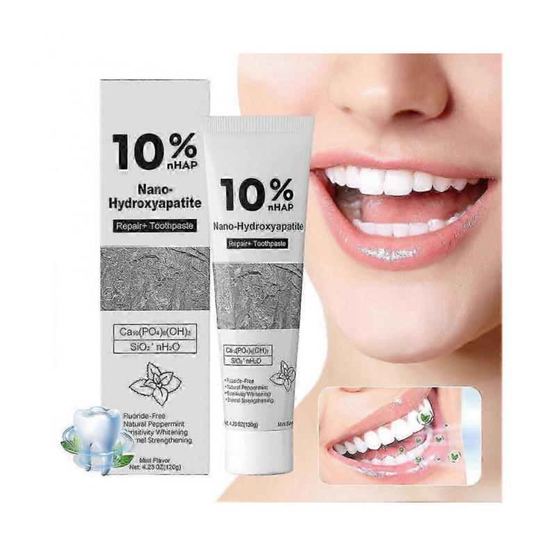 10%nHAP Nano Hydroxyapatite Toothpaste Fluoride-Free Enamel Repair Whitening Toothpaste, Cool Mint Fresh Breath