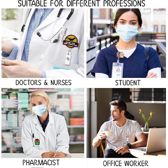 Sorry I'm Late I Saw A Dog Fun Shaped Badge Reel Holder with Metal Shark Clip Office Hospital Lab Work ID Tag Badge Gift for Doctor Nurse Social