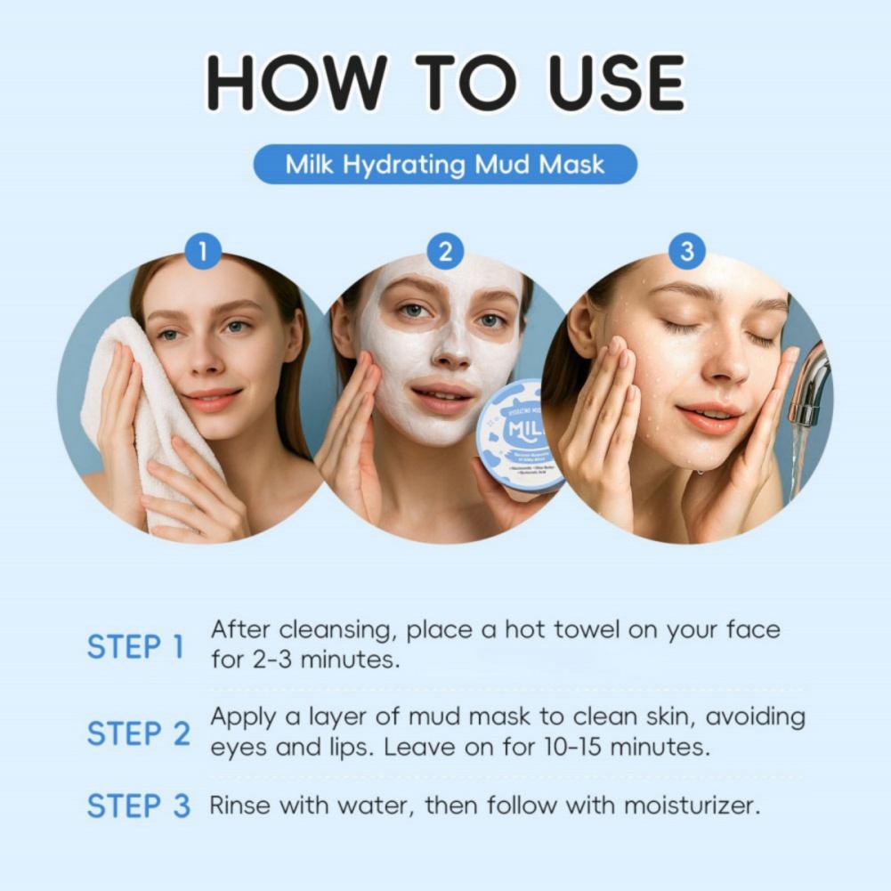 90g Milk Mud Mask Hydrating Deep Cleansing Smooth Skin Care