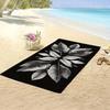 Black Beach Towel with Leaf Pattern, Elegant Botanical Art Quick-Dry Sand-Free Microfiber Bath Towels for Yoga, Swim and Travel