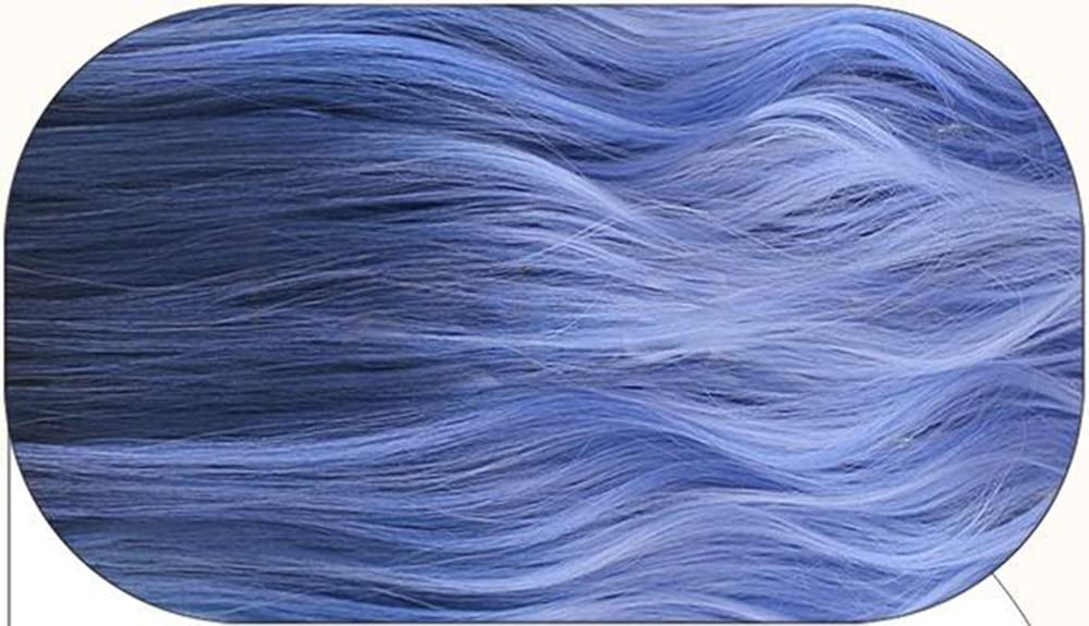 Lolita Wig, GAL Style, Semi-long Wig, Perm, Harajuku Style, Dreamy, Dark, Cute, Cosplay, Party, Lolita Style, Everyday Wig, Black, Blue, Gradient Wig