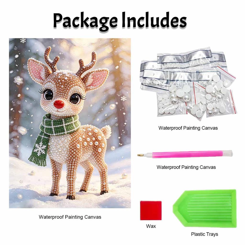 Christmas Pearl Painting Kit Handmade DIY Reindeer Scarf Home Decoration Painting