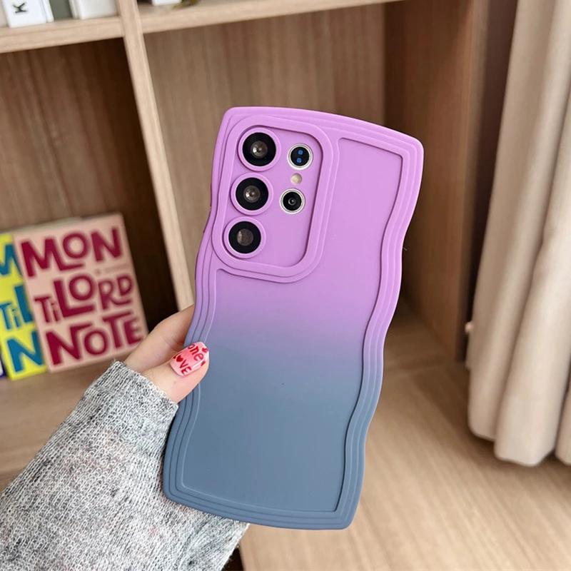 

Чехол-браслет с градиентным рисунком для Samsung Galaxy S23 S24 Ultra S21 S22 Plus S20 FE A54, мягкий держатель для ремешка с волнистым узором S23 FE