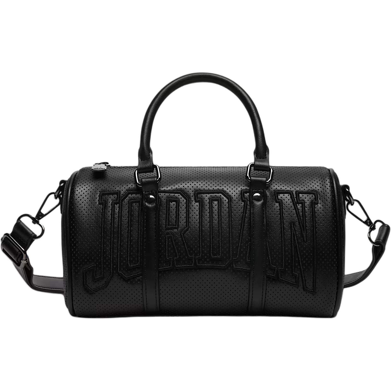 

Jordan 3L Perforated Travel Bag With Embroidered Logo Adjustable Detachable Shoulder Strap Synthetic Leather Unisex Travel Bag Black IR8411-010 Black
