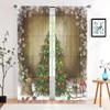 2 Pieces, Christmas Tree Snowflake Wood Curtain -30% Blackout - Suitable for Living Room, Bedroom, Kitchen, Home Decoration