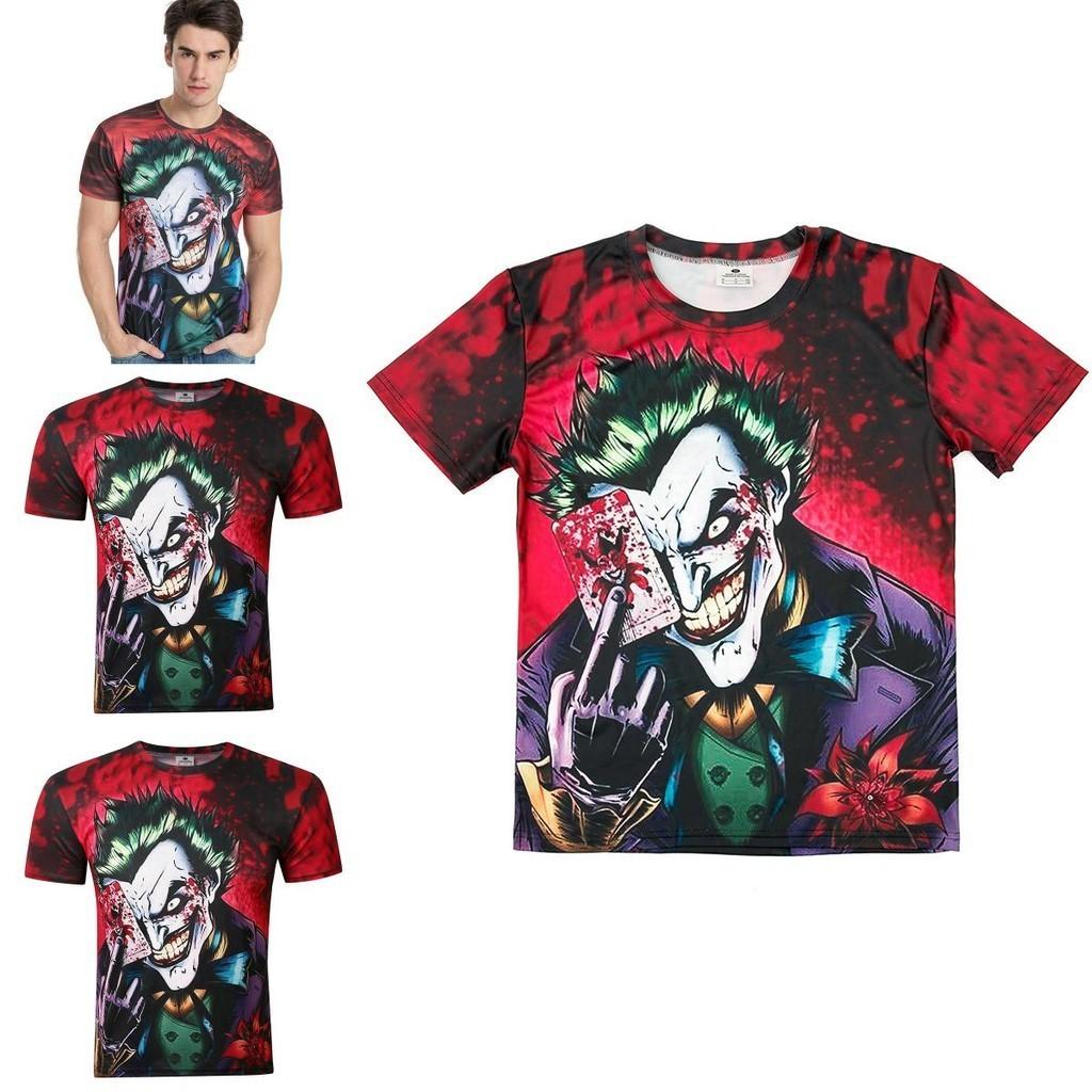 Stylish Red Joker T-shirt Unisex Fit With Full 3d Printing
