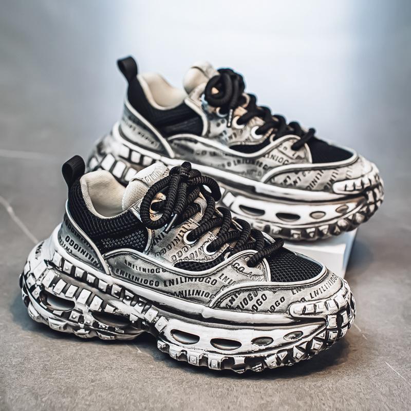 

2025 summer new trend ins tire shoes men s shoes platform height 5cm color matching dad shoes casual sports shoes 44