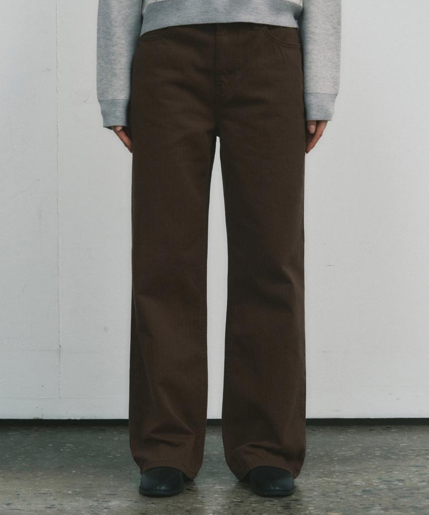Wednesday Oasis For Woman W/Herringbone Pure Cotton Pants_Brown(W25-Pt24)