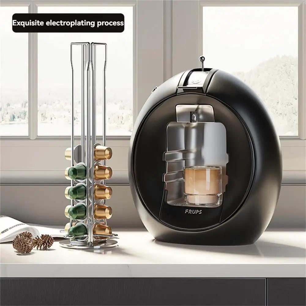 Rotatable Coffee Capsule Pod Holder Stand Rack Display Coffee Capsules Plating Metal Holders Rotatable Racks High Quality