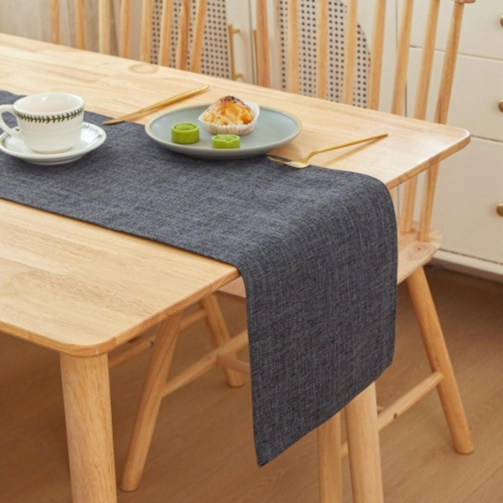 Simple Linen Table Runner Rectangular Solid Color Table Cloth Double-sided Household Dining Tables Decor