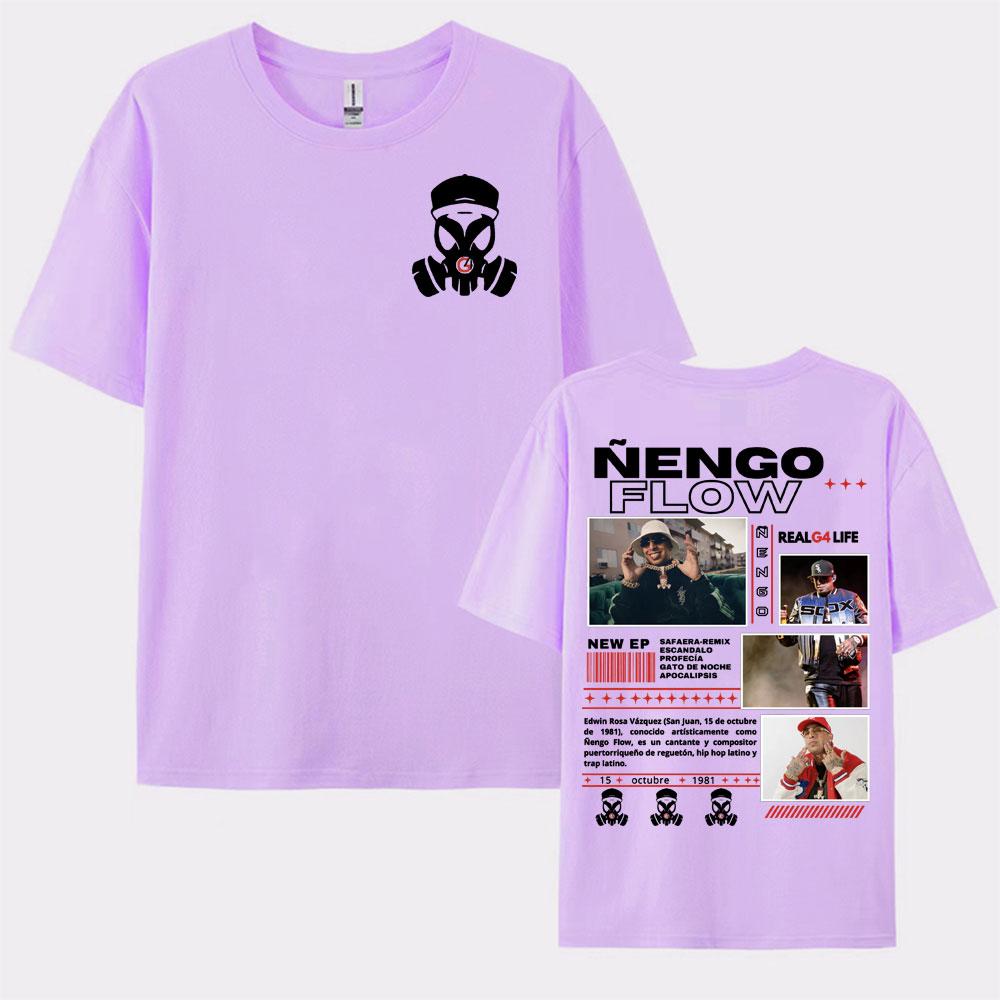 Rapper Nengo Flow Real G4 Life Tour Grafik T-Shirt Herren Damen Vintage Hip Hop Popmusik T-Shirt Mode Oversized Baumwoll-T-Shirt