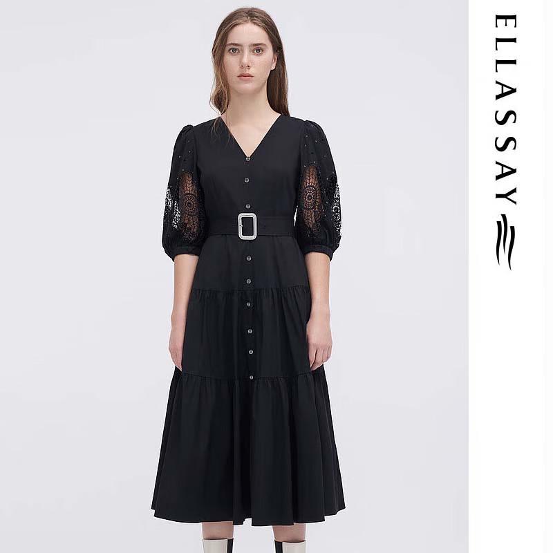 

ELLASSAY Spring/Summer Cotton Blend V-Neck Dress