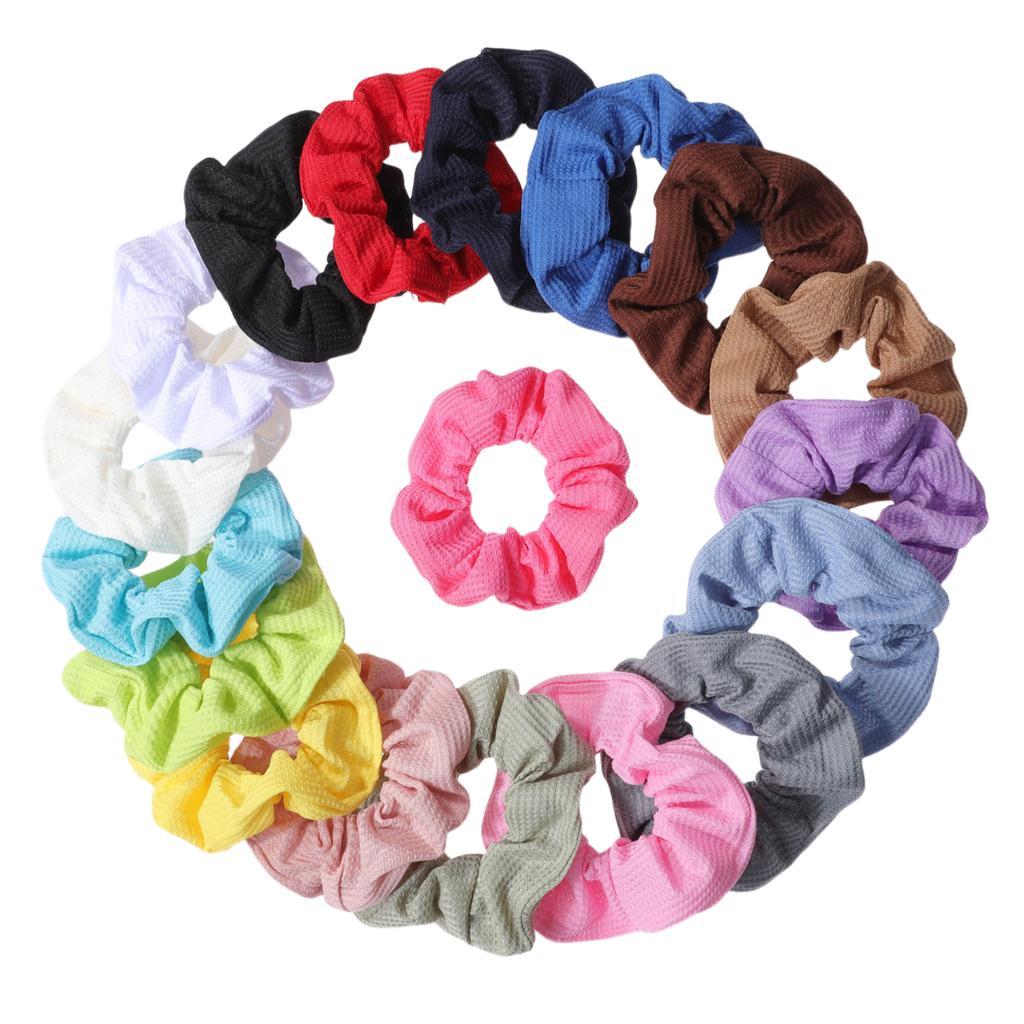6pcs/lot Candy Color Scrunchies Elastic Hair Band Women Girls Ponytail Holder Rubber Accessories Waffle fabric