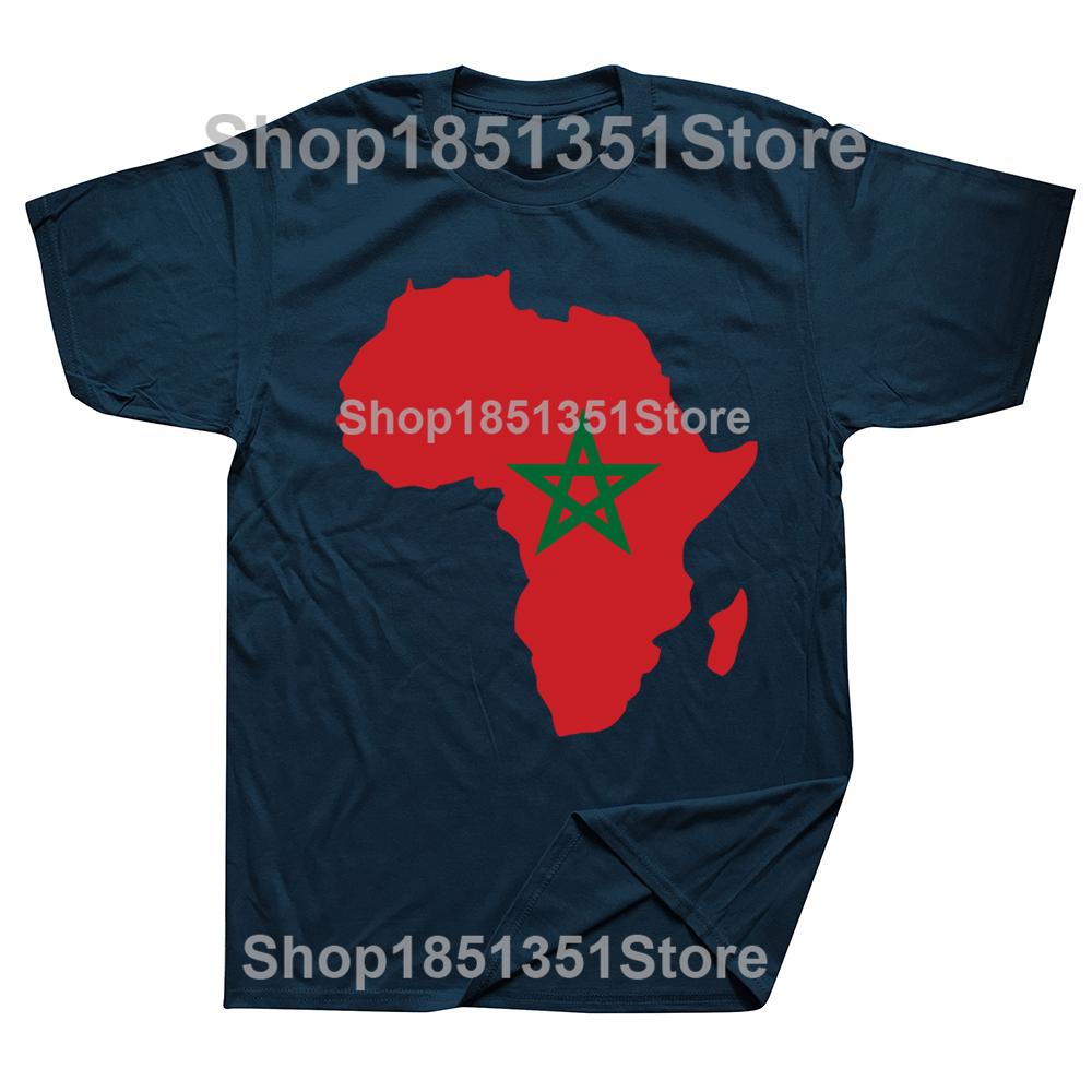 Funny Morocco Moroccan Flag Africa Map T Shirts Summer Cotton Streetwear Short Sleeve Birthday Gifts Tshirt Unisexs Clothing S