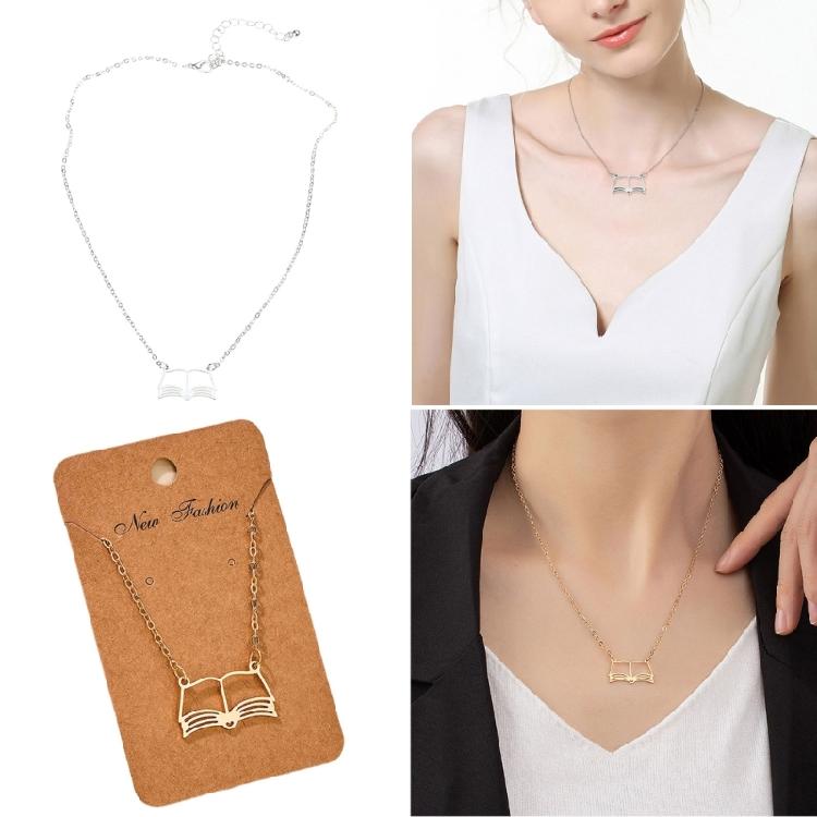 Modische Abschlusszeit Halskette Hohl Buch Anhänger Choker Schlüsselbein Kette