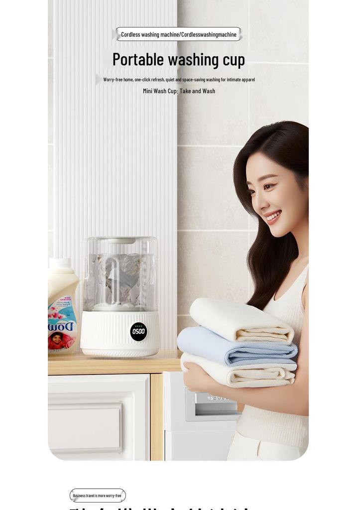 Portable Mini Washing Machine for Underwear and Socks - Compact, Wireless, and Fully Automatic