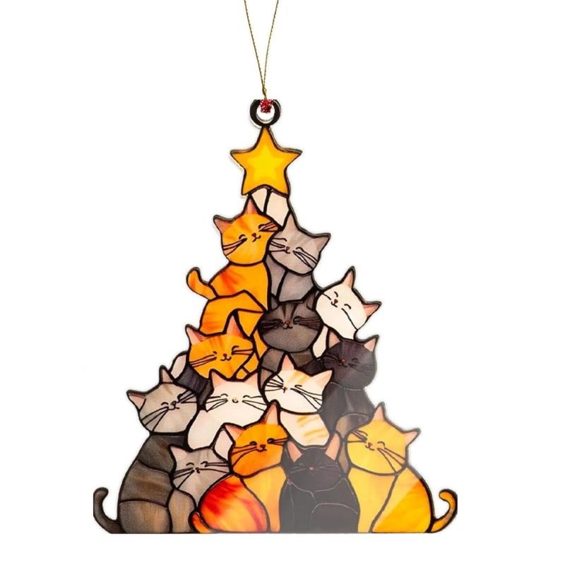 Durable Acrylic Cats Shape Pendant with Vibranted Paint for Festival Home Decors and Wall Hanging Application
