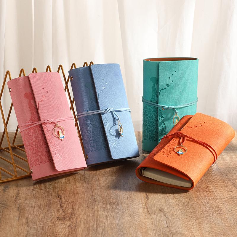 Vintage Stock Notebook Customizable Tied Tri-Fold Notepad Student Notebook Travel Card Cover Stamping Book Origin China