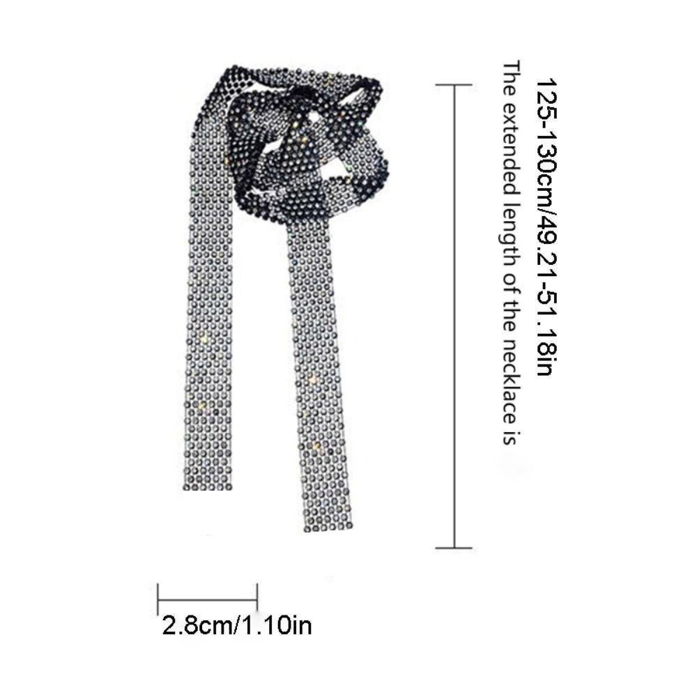 1.3M Long Shiny Rhinestones Tie Sparkling Crystal Necktie Collar Choker Necklace  Jewelry Collar