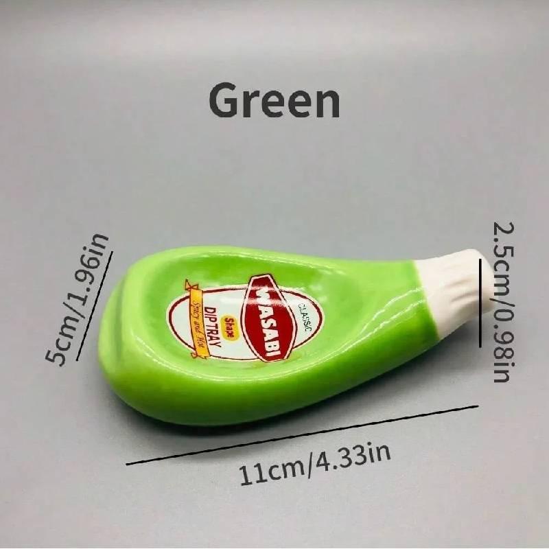 Cute Sauce Dipping Bowls Creative Ketchup Mustard Mayonnaise Wasabi Dipping Dishes Mini Sauce Plates For Sushi Dumplings Snacks green