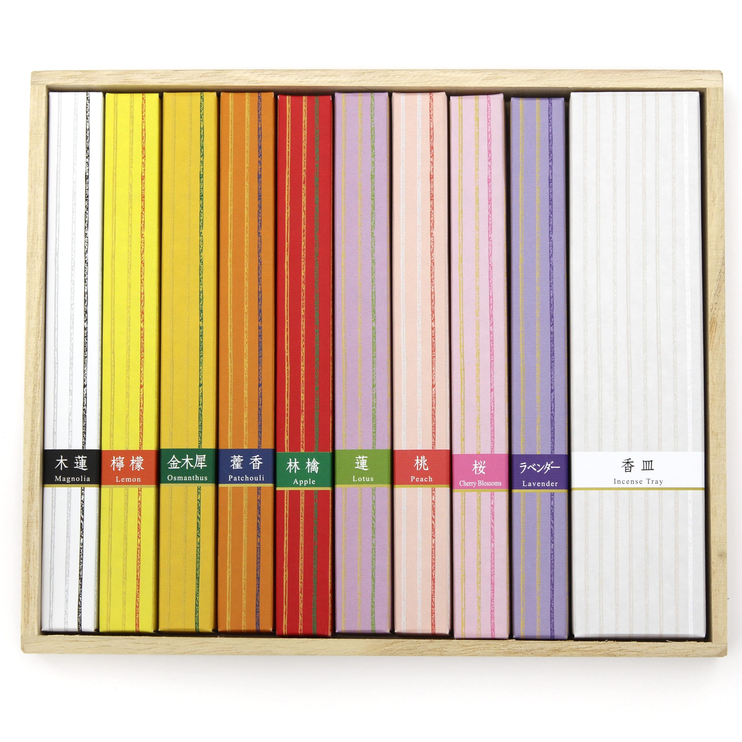 

Ready-to-burn incense holder included. Enjoy a moment of tranquility and calm. Modern Japanese design with 9 floral scents. Incense sticks,