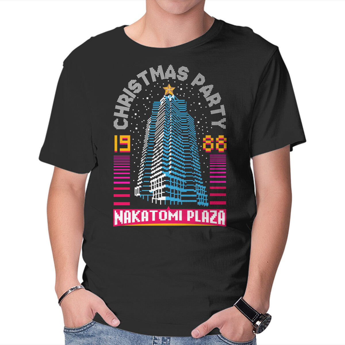 Unisex Crew Neck T-Shirt Nakatomi Party 88 Graphic Short Sleeve Casual Tee S