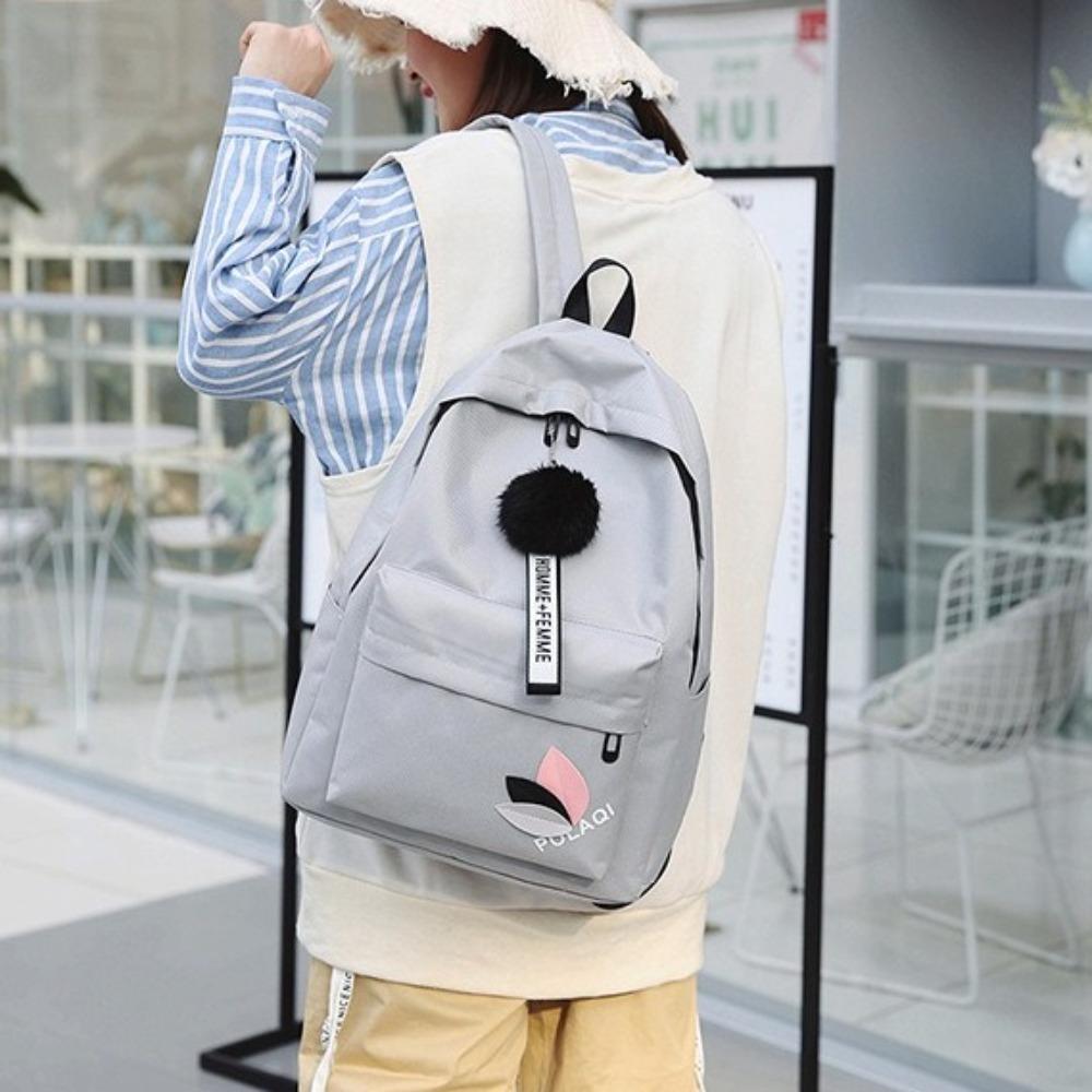 Large Capacity Printed Leaves Backpack Printed Leaves Canvas Rucksack Student Schoolbag  Female