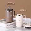 Large Capacity 304 Stainless Steel Mug with Lid & Spoon - Ideal for Coffee, Tea & Water Separation.