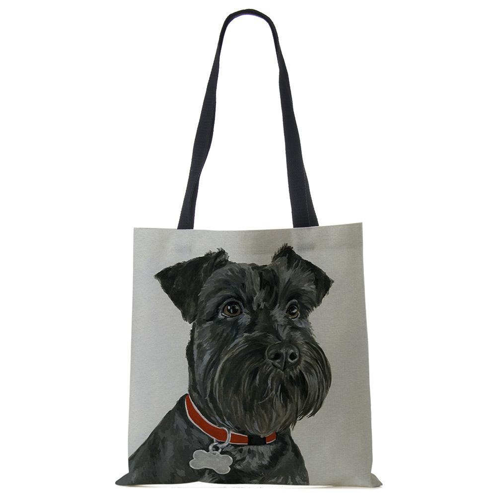 Schnauzer Dog Painting Handbags For Women Lady Korean Shoulder Bag Casual Shopping Shopper Bags Large Capacity CLE