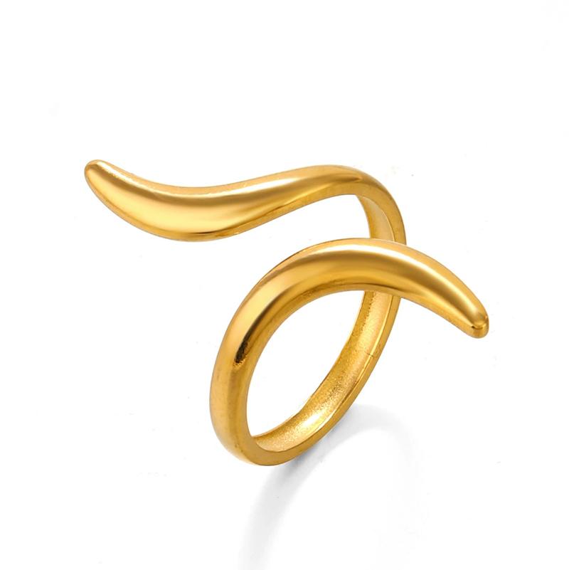 2Pcs/set Stainless Steel Vintage Geometric Wave Rings for Women Gold Color Adjustable Rock Ring Aesthetic Wedding Jewelry Gifts