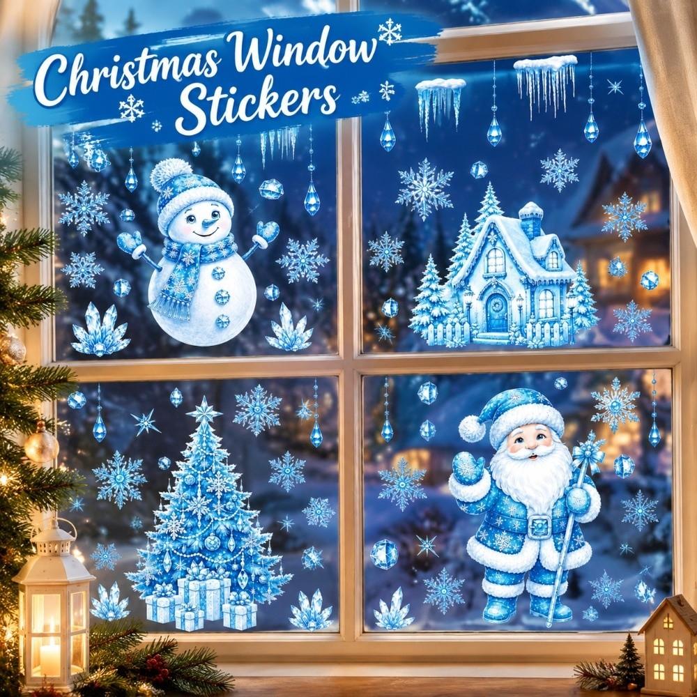 Santa Claus Christmas Tree Christmas Wall Sticker Christmas Static Window Stickers Festive Decor