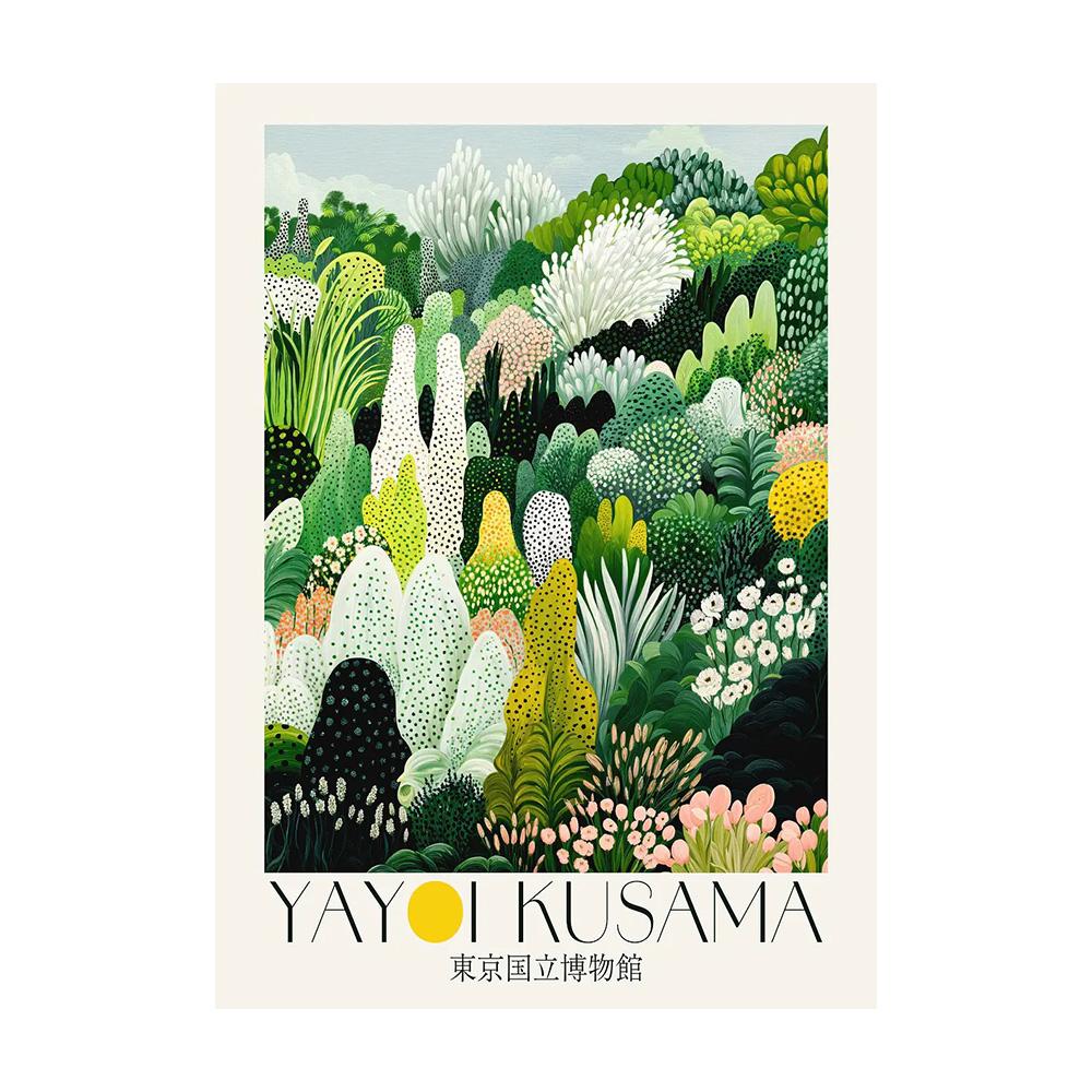 Japanisches Yayoi Kusama Poster Inspiriertes Botanisches Tokyo Museum Japandi Buntes Blumen-Leinwandbild Wandkunst für Heimdekoration