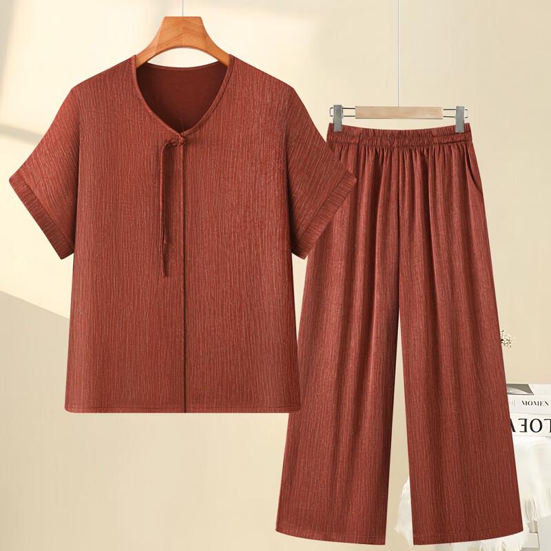 Women's Summer Short Sleeve Wide-Leg Pants Two-Piece Set