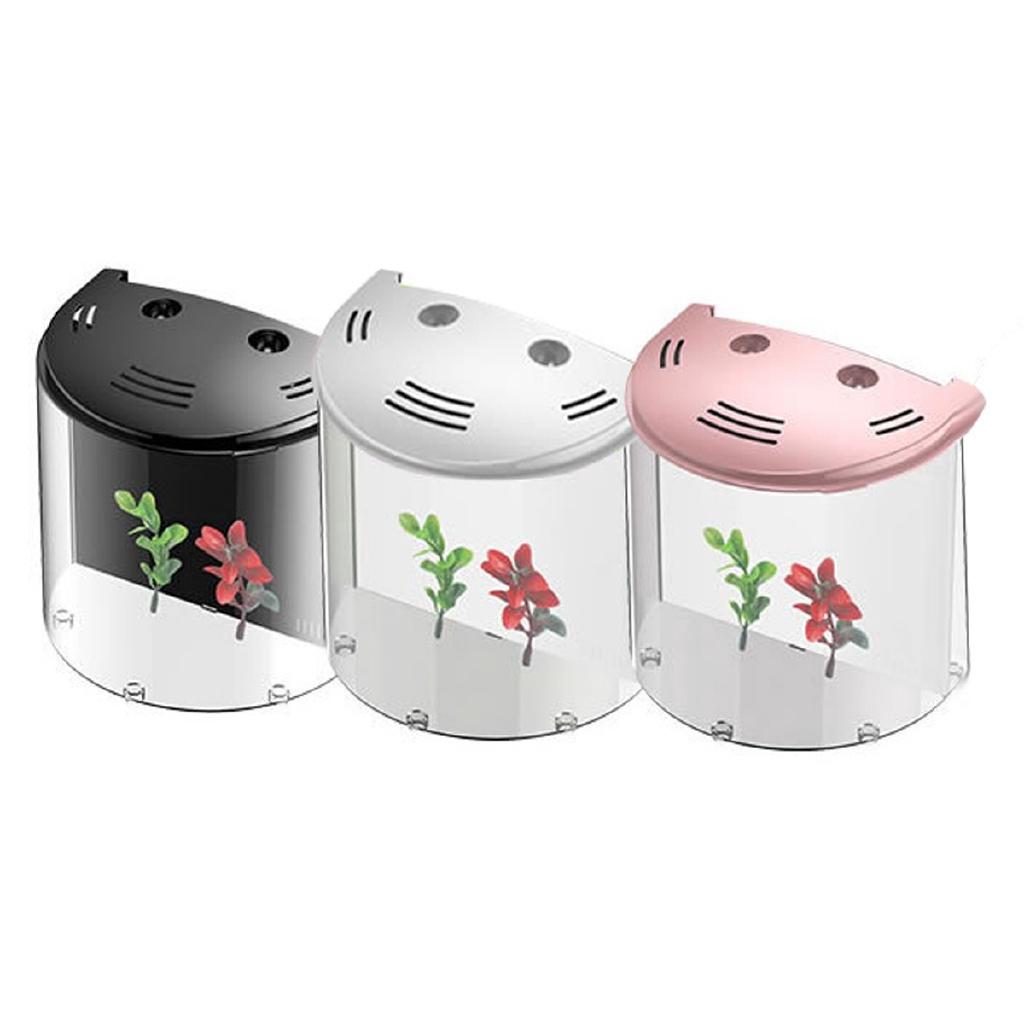 5L USB LED Fish Tank Aquariums Half Moon Mini Aquarium Acrylic Large Capacity Desktop Aquatic Fish Pet Supplies