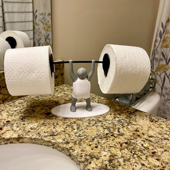 Weightlifter Toilet Paper Holder 3D Printed Barbell Lifter Toilet Paper Roll Holder