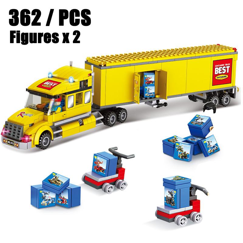 City Speed Formula Transporter Bricks Big Cargo Truck Blocks Building Car Figures Set Vehicle Model Childrens Toys Gift