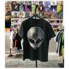Ins Super Popular OldSkool Summer Retro Alien Headprint Shortsleeved Distressed Shouldersleeved High Street Tshirt for Men