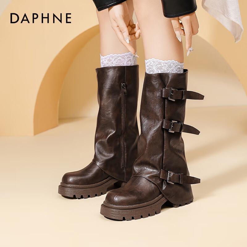 Daphne Women s Retro Western Chunky Heel Knee-High Boots M