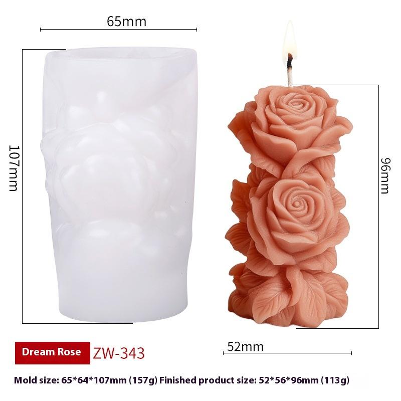 3D Rosen Säulenkerze Silikonform DIY Geometrische Blume Säulenkerze Gipsornamentform Hochzeitsdeko