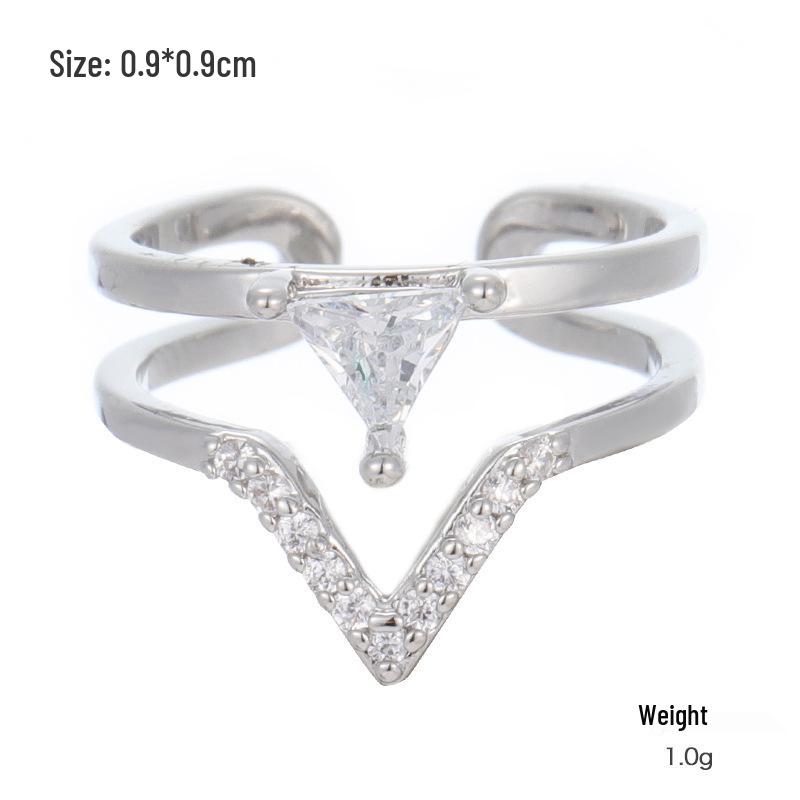 Kenjie Gold-Plated Copper Zircon Women's Adjustable Ring - Stylish Autumn/Winter Design