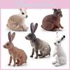 Simulated White Gray Brown Wild Rabbit Model Desktop Ornament For Kids